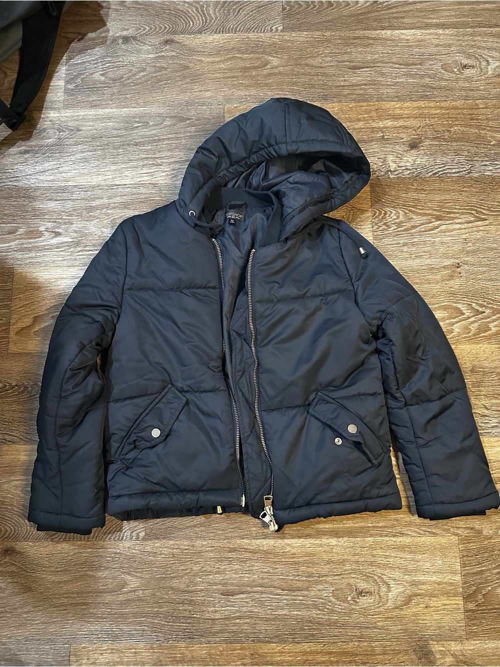 Topshop Women’s Hooded Puffer Jacket - Black
